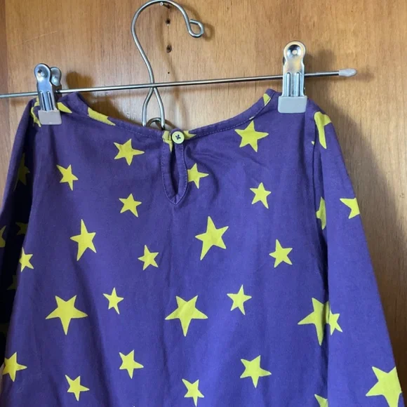 Mini Boden Purple & Yellow Star Long Sleeve Ruffle Dress Size 5-6 Y - Picture 11 of 11